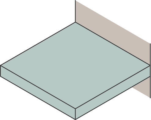 The length of your deck is its measurement along the wall, and the width is its measurement from the wall to its outside edge.