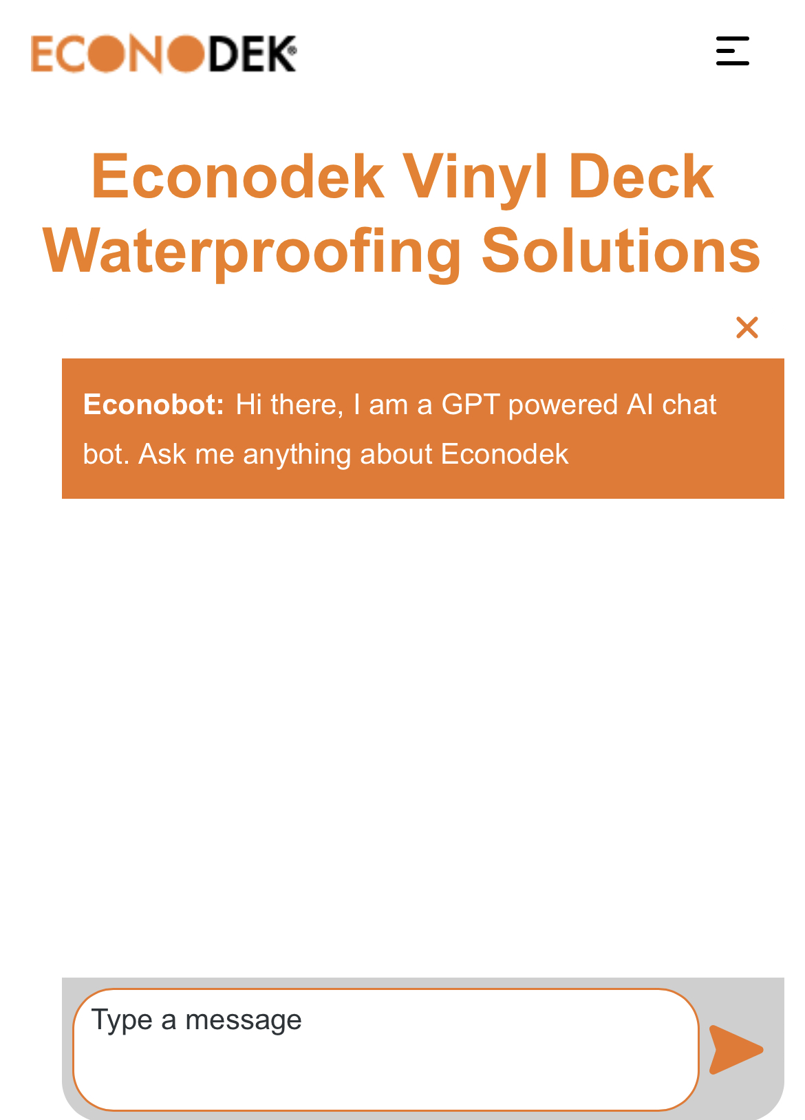 Econodek Vinyl Decking’s AI Chatbot